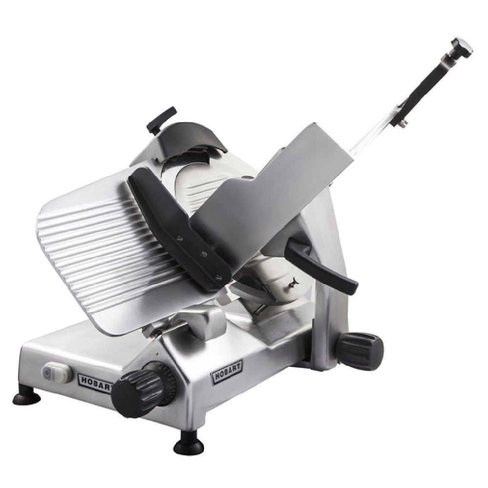 Hobart EDGE13-11 26 Inch Manual Medium Duty Food Slicer Carbon Steel Knife with Angle Feed and Carriage Interlocks
