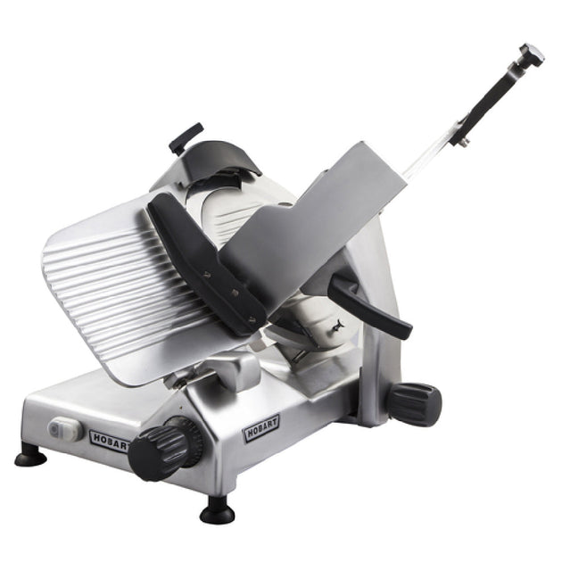 Hobart EDGE13-11 26 Inch Manual Medium Duty Food Slicer Carbon Steel Knife with Angle Feed and Carriage Interlocks