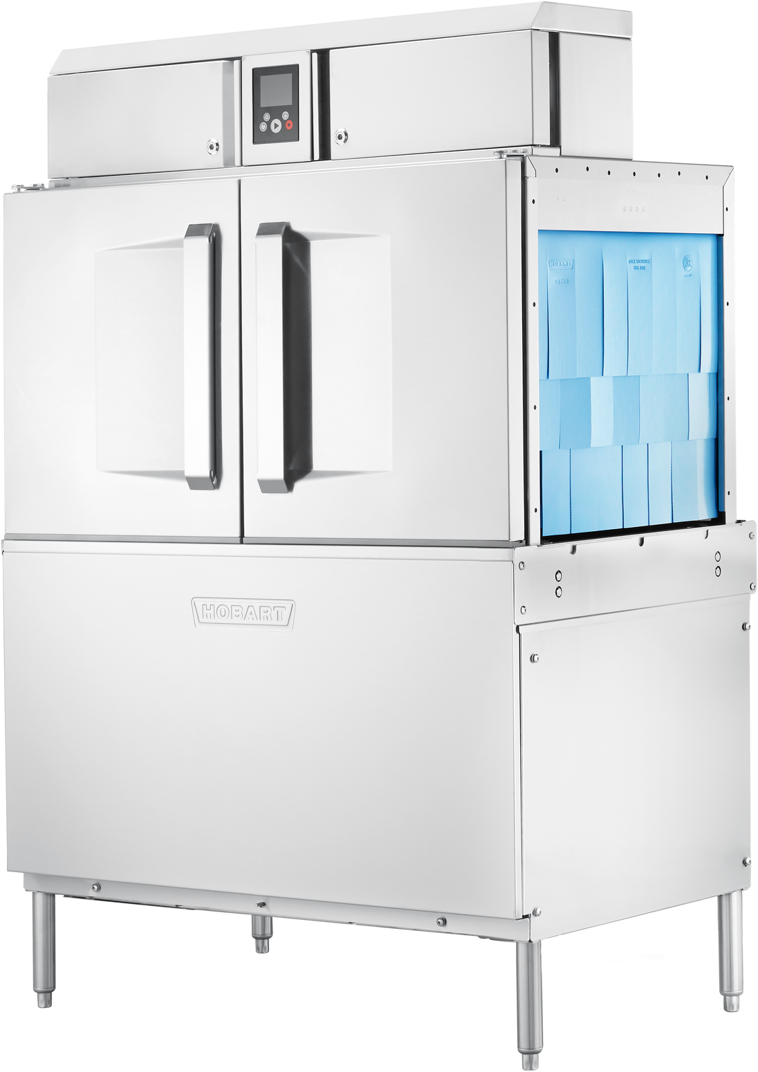 Hobart CL44-BAS+BUILDUP 44 Inch Conveyor Dishwasher Stainless Steel 202 Racks Hour