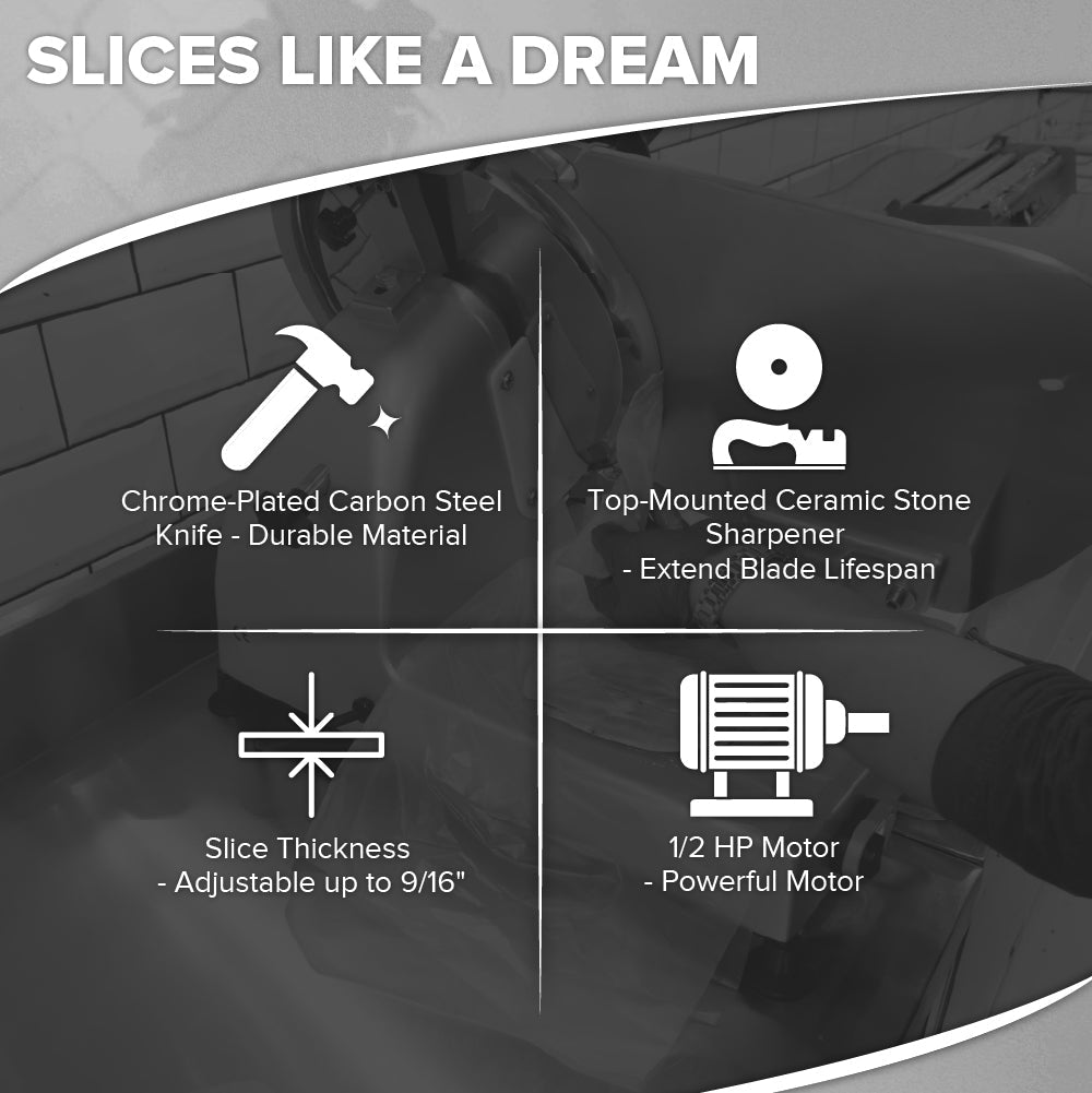Hobart EDGE12-11 12 Inch Carbon Steel Knife Manual Food Slicer Stainless Steel and Aluminum