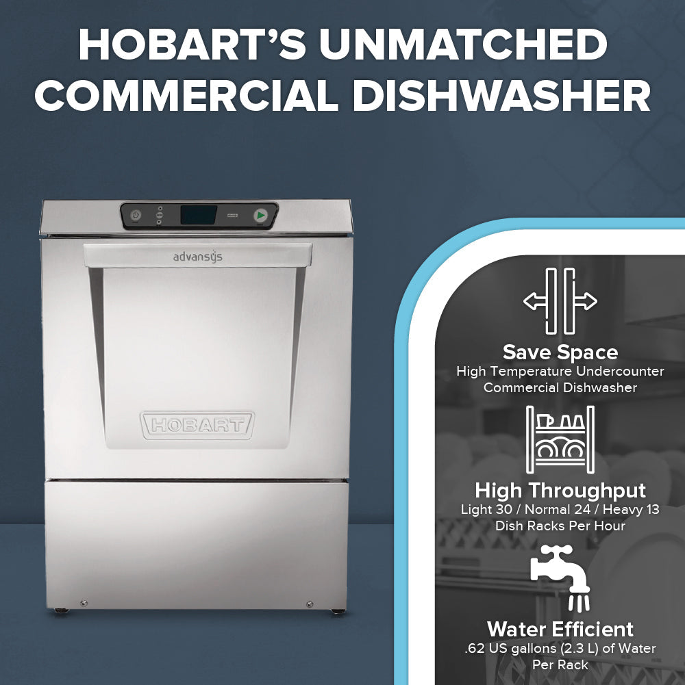 Hobart LXNR-2L 23 Inch Dishwasher Undercounter With Two-Level Racking
