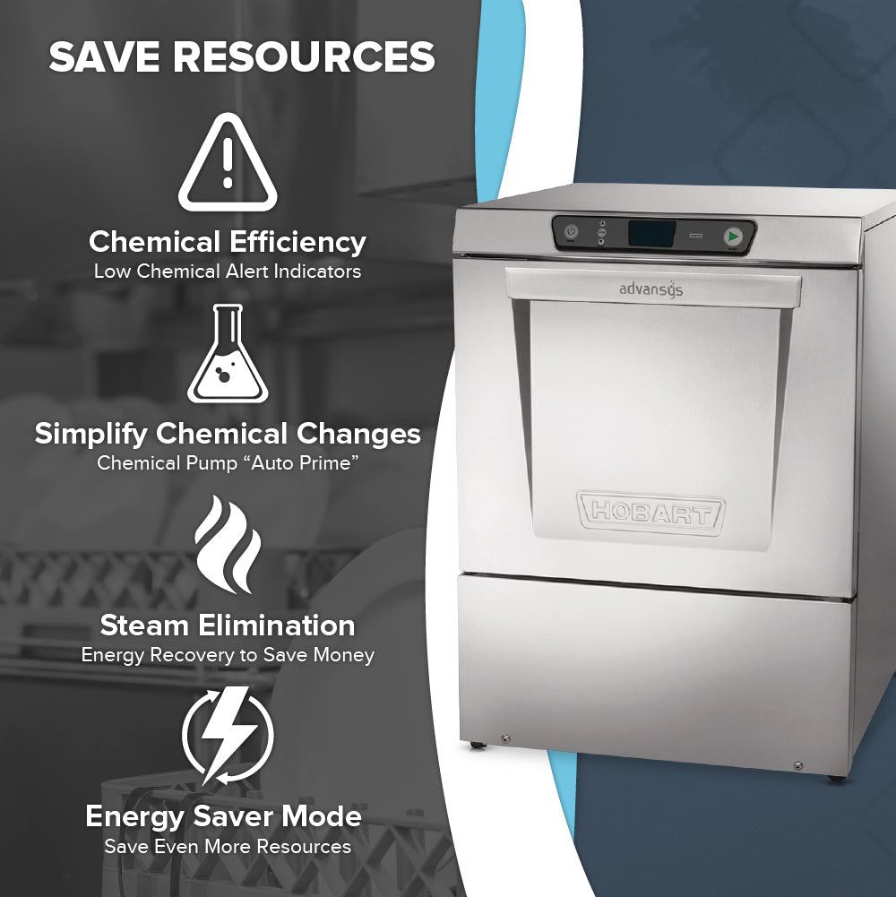 Hobart LXNR-2L 23 Inch Dishwasher Undercounter With Two-Level Racking