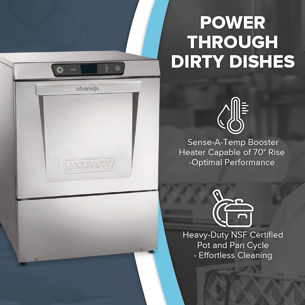 Hobart LXNR-2L 23 Inch Dishwasher Undercounter With Two-Level Racking