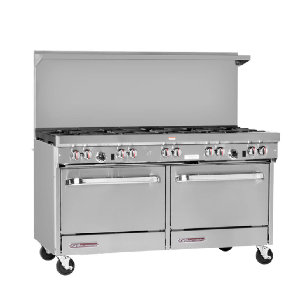 Southbend S60DD 60 Inch Gas Restaurant Range with 10 Burners 28000 BTU and 2 Ovens Natural Gas