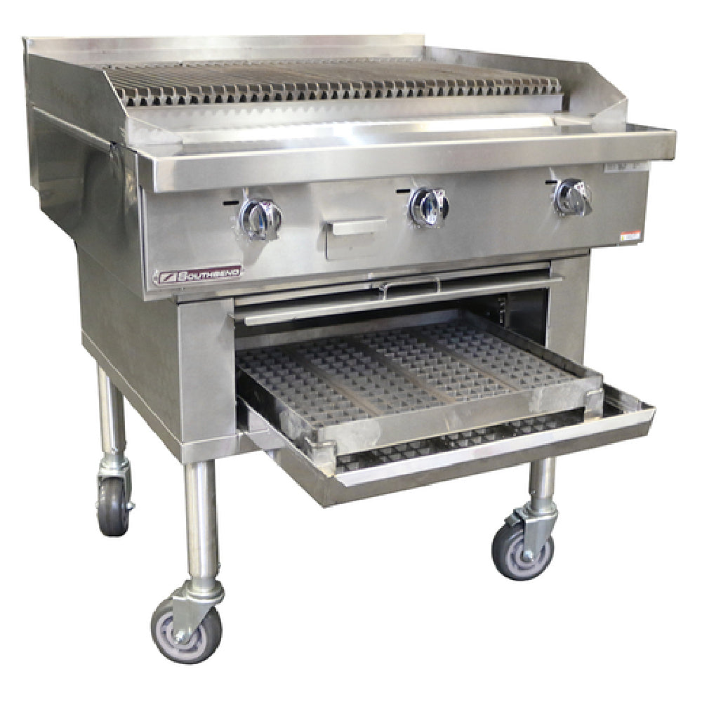 Southbend P36W-CCC 36 Inch Gas Wood Smoker Charbroiler Cast Iron Grates 96000 BTU Natural Gas